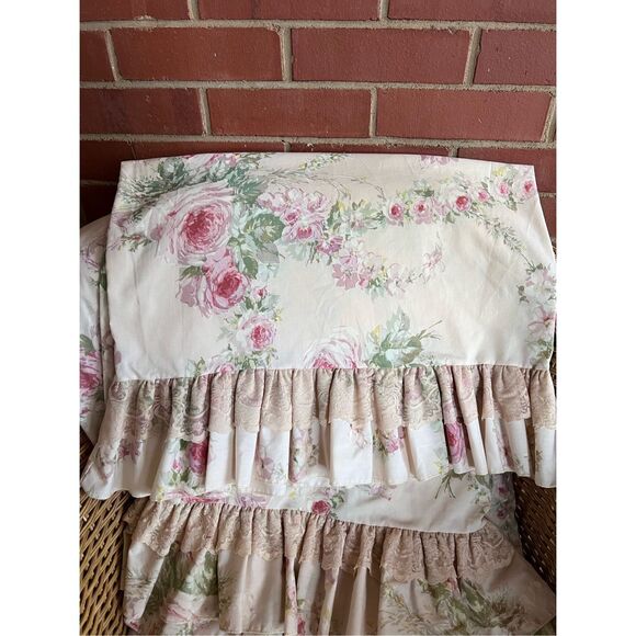 Vintage Dusty Rose Queen Sheet Set Cottage Core Shabby Chic - Picture 4 of 6
